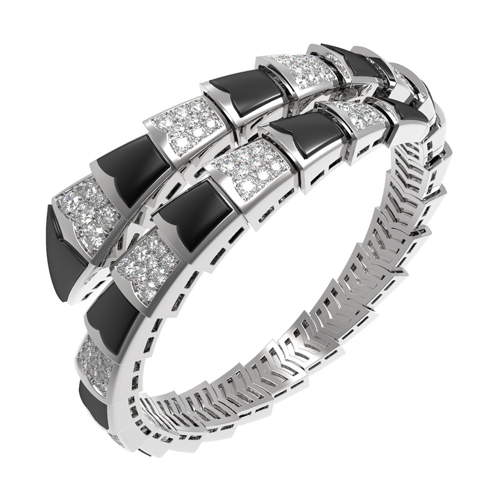 Браслет из белого золота c бриллиантами и ониксом