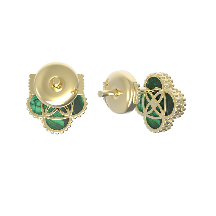 Серьги из лимонного золота c бриллиантами и малахитом