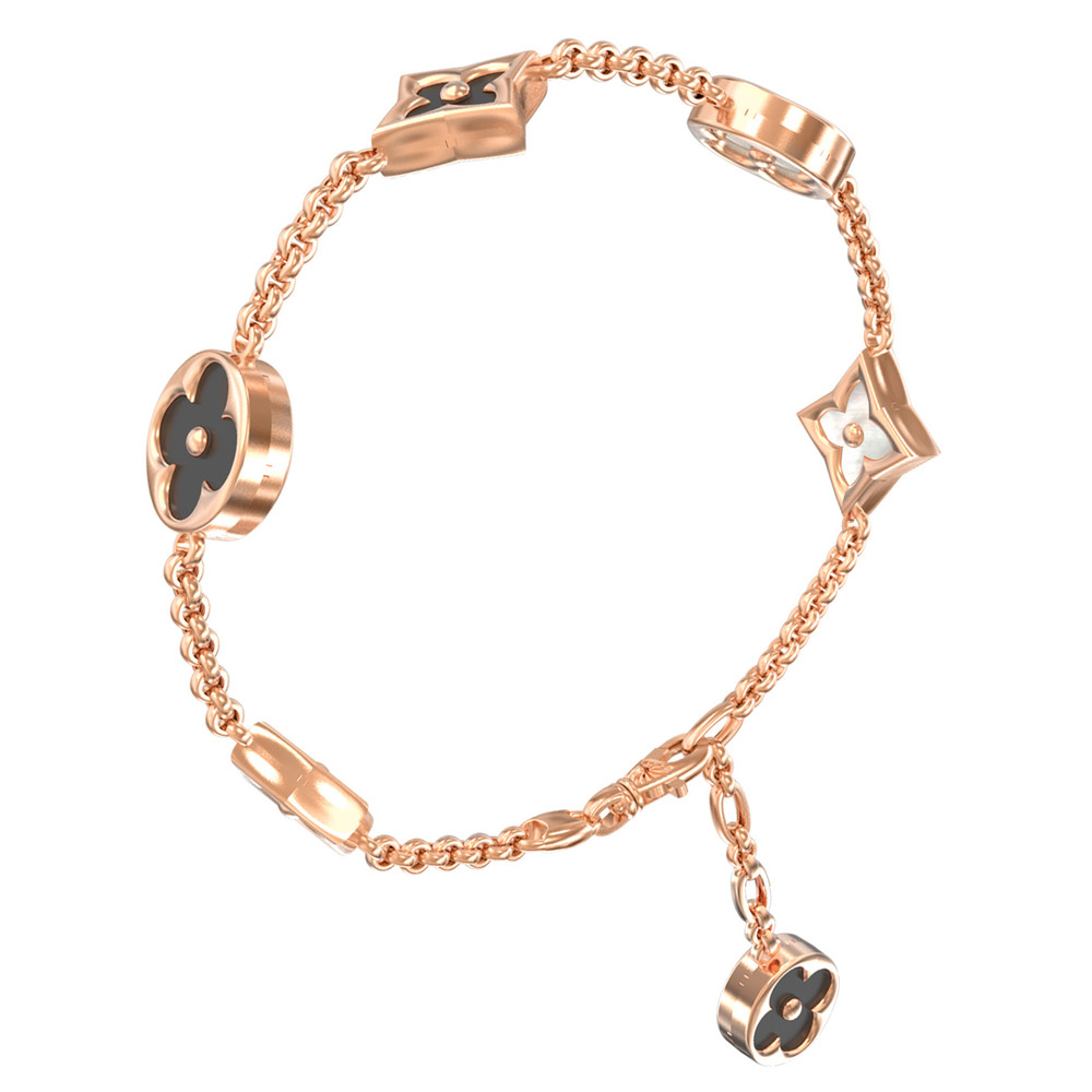 Браслет из золота c ониксом и перламутром