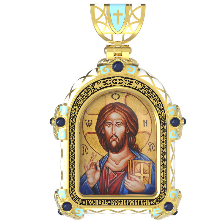 Образок из лимонного золота c эмалью, иконописью и темперой
