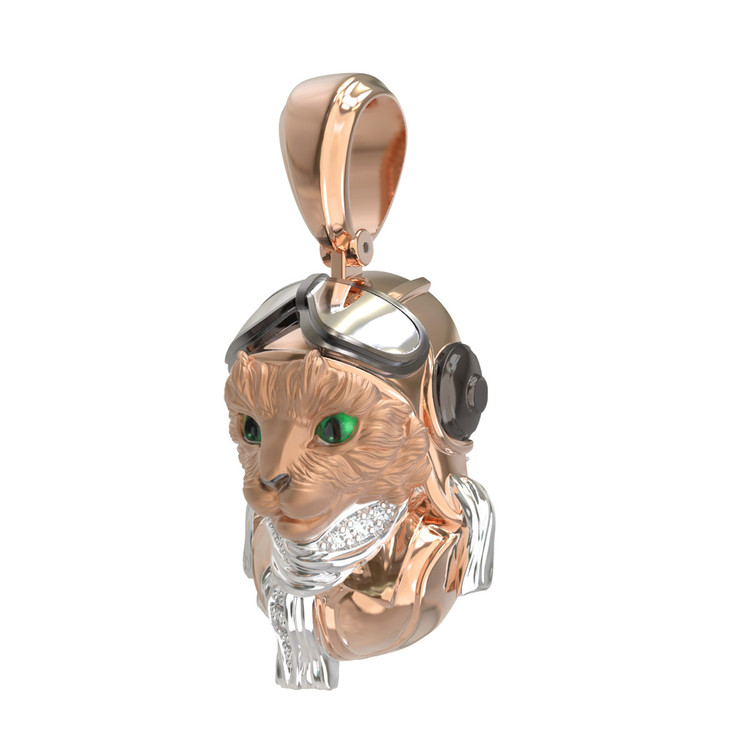 Подвеска из золота c эмалью, бриллиантами и рубином