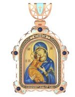 Образок из золота 585 пробы c эмалью и иконописью