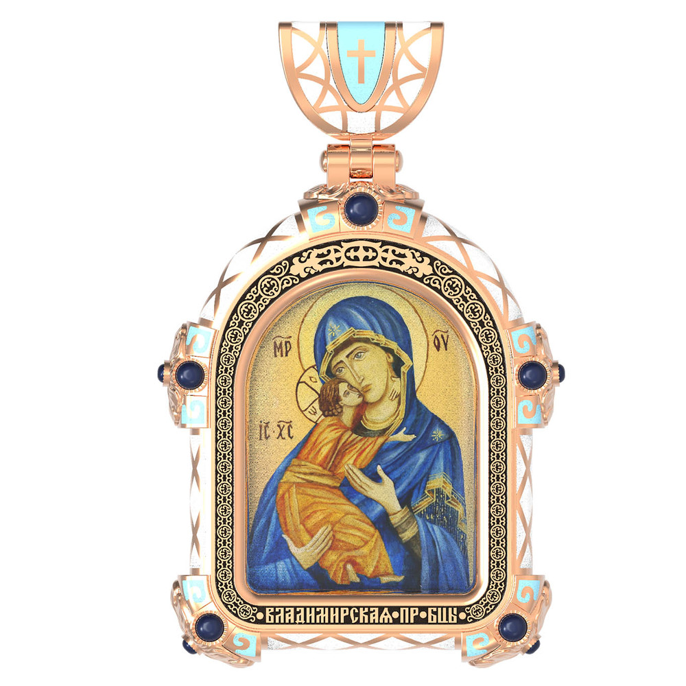 Образок из золота c эмалью, иконописью и темперой