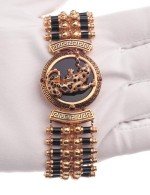 Браслет из золота 585 пробы c эмалью, ониксом и рубином