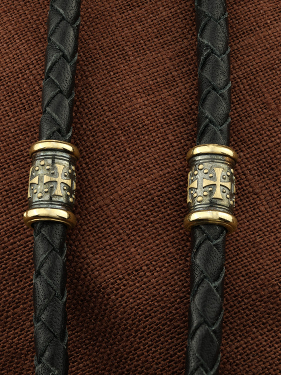 Гайтан из лимонного золота c кожаным шнурком