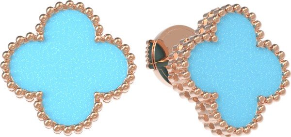 Серьги из золота 585 пробы c бирюзой