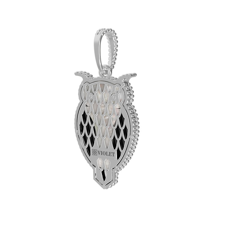 Подвеска из белого золота c эмалью, ониксом и перламутром