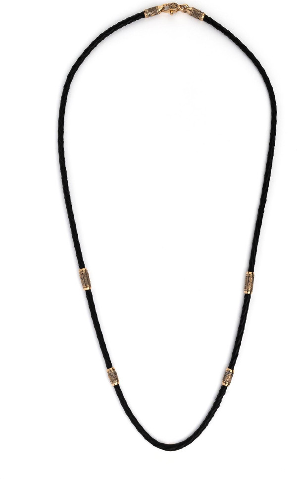 Гайтан из золота c кожаным шнурком