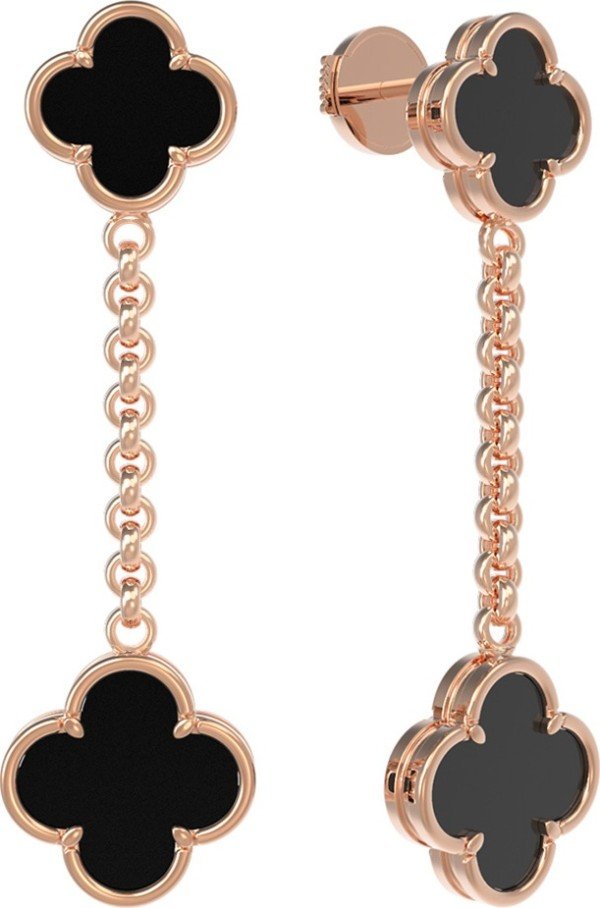 Серьги из золота 585 пробы c ониксом