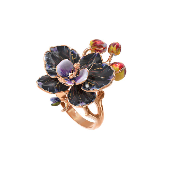 Кольцо из золота c эмалью