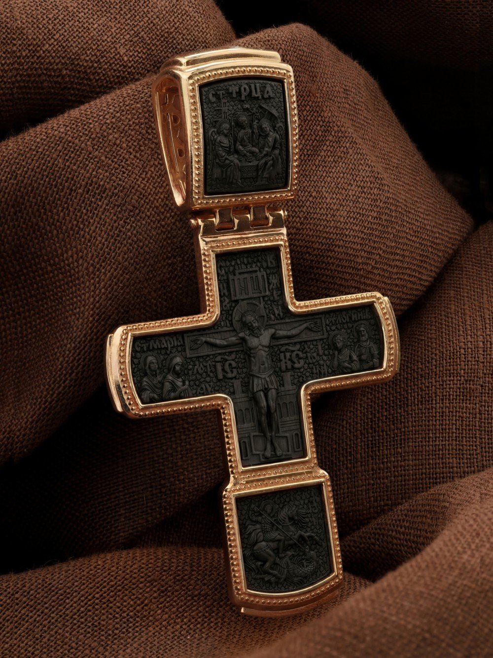 Крест из золота c эбеновым деревом