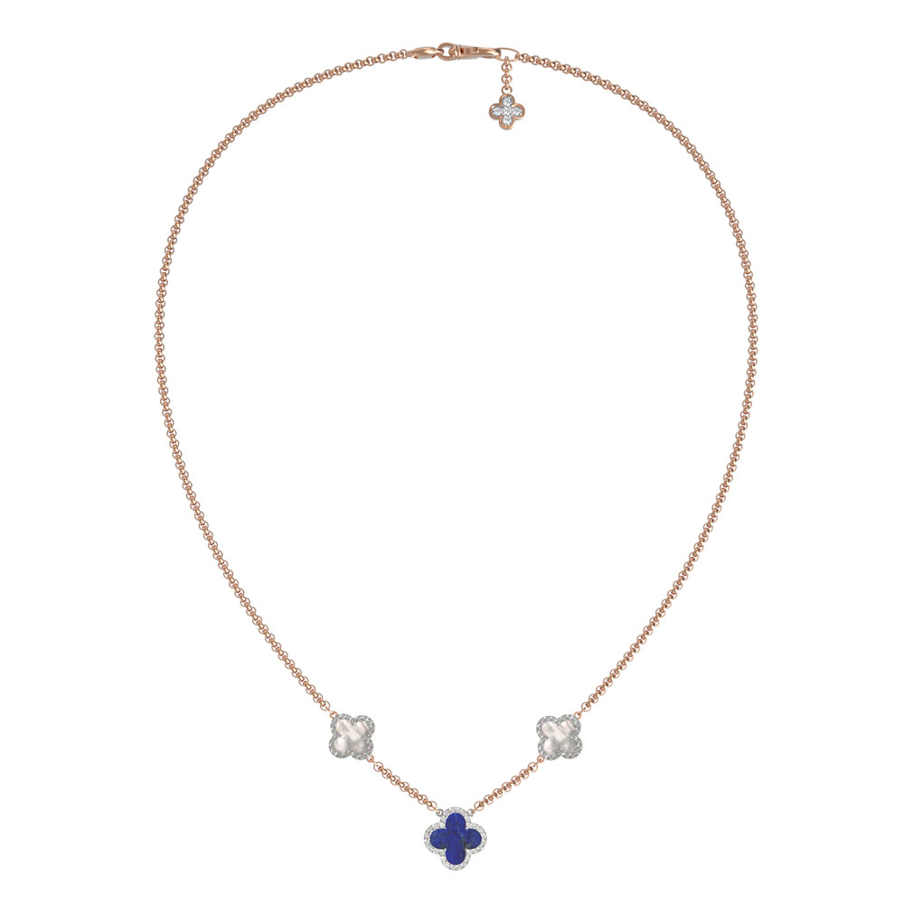 Колье из золота c бриллиантами, лазуритом и перламутром