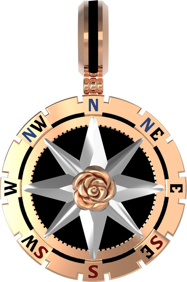 Подвеска из золота c эмалью и ониксом