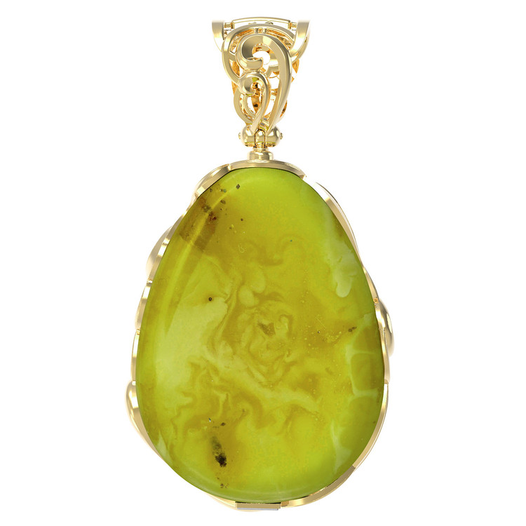Подвеска из лимонного золота c росписным янтарём