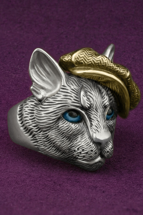 Кольцо из белого золота c эмалью