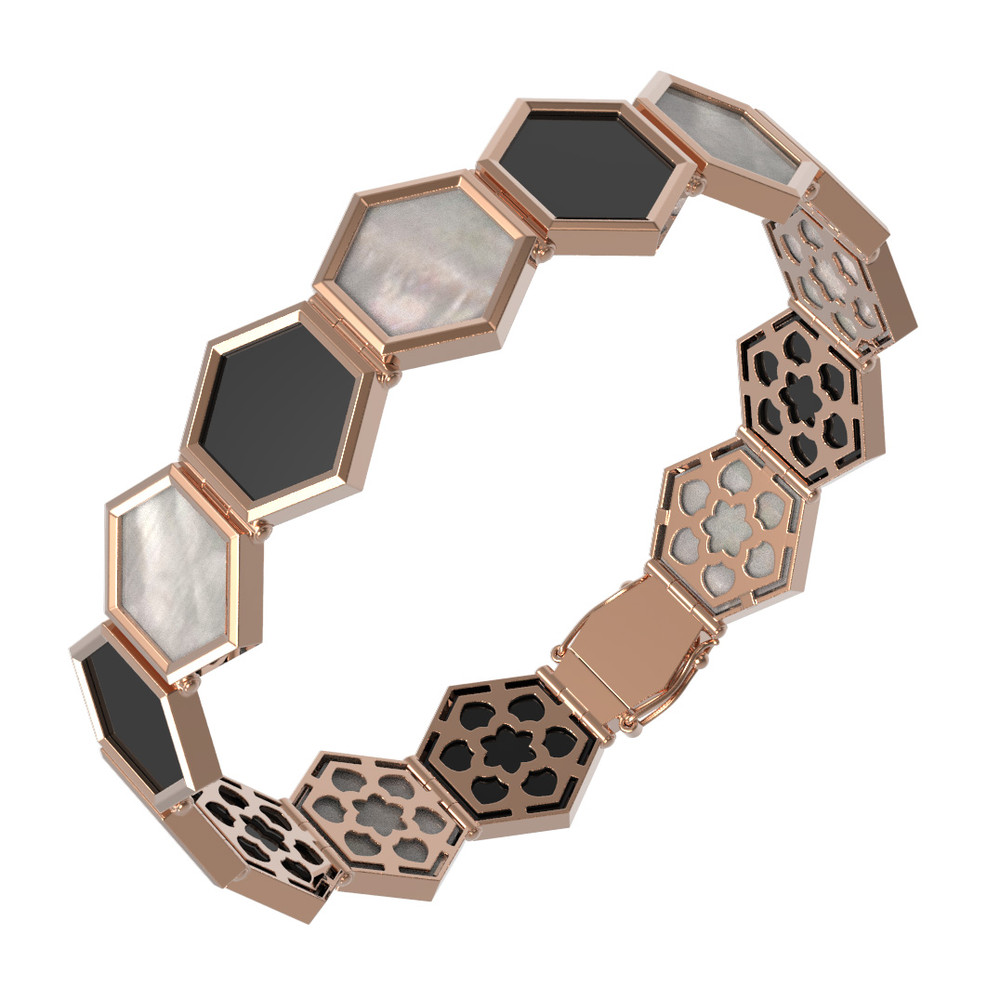 Браслет из золота c ониксом и перламутром