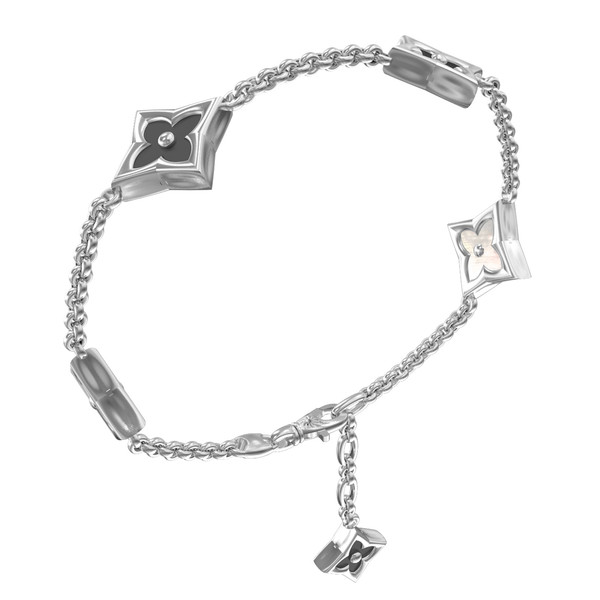 Браслет из белого золота c ониксом и перламутром