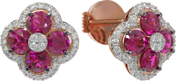 Серьги из золота c бриллиантами и рубином