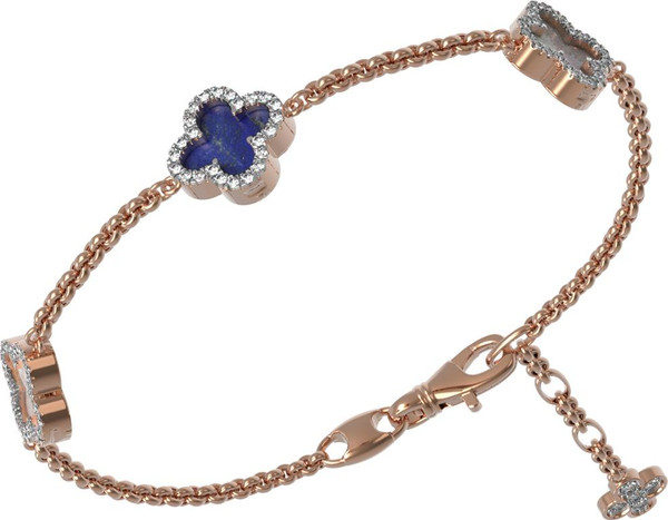 Браслет из золота c бриллиантами, лазуритом и перламутром