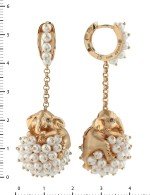 Серьги из золота 585 пробы c эмалью и жемчугом