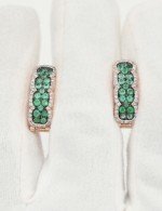 Серьги из золота 585 пробы c бриллиантами и изумрудом