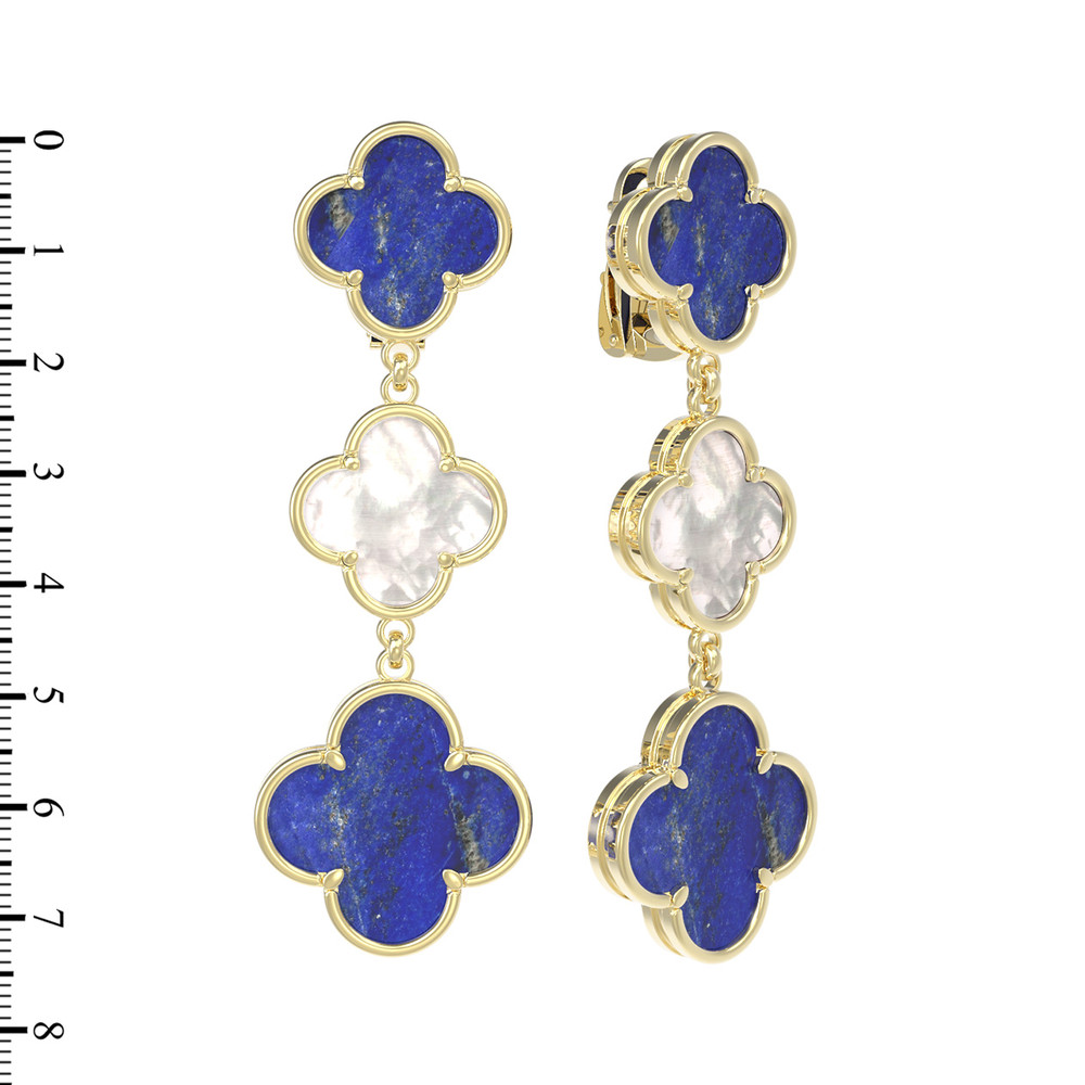 Серьги из лимонного золота c лазуритом и перламутром