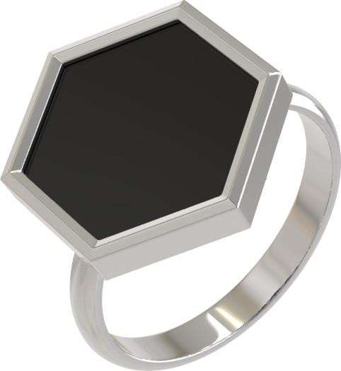 Кольцо из белого золота c ониксом