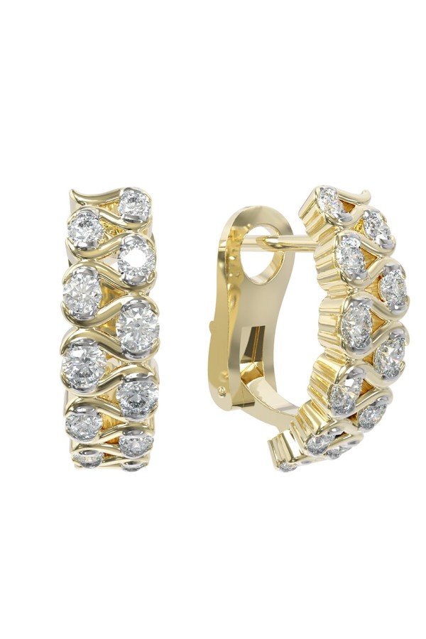 Серьги из лимонного золота 585 пробы c бриллиантами