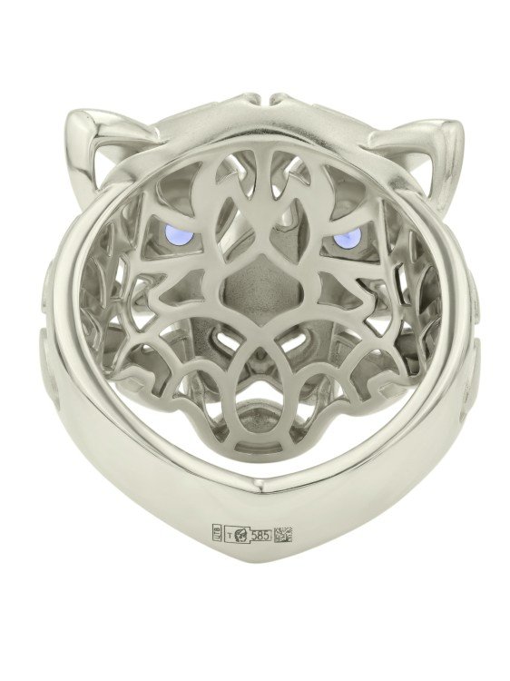 Кольцо из белого золота c сапфиром и рубином