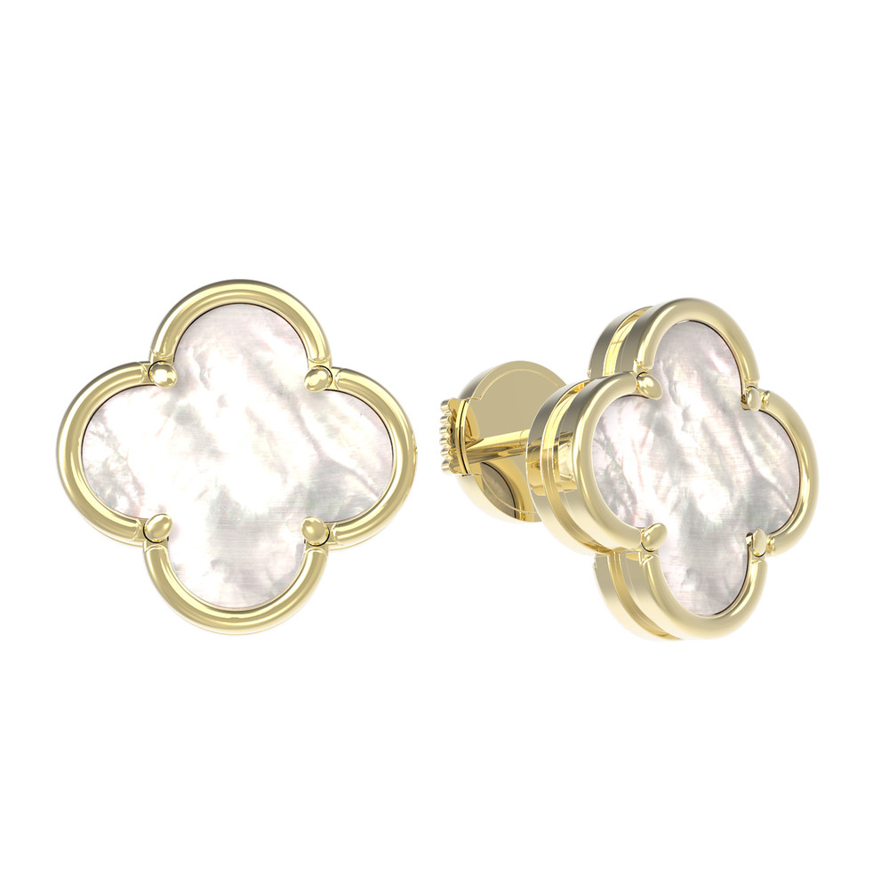 Серьги из лимонного золота c перламутром