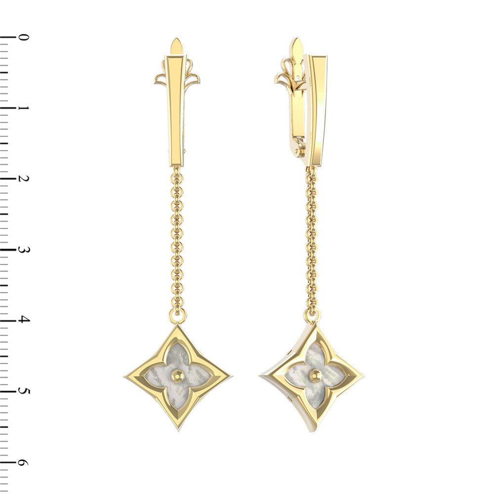 Серьги из лимонного золота c перламутром