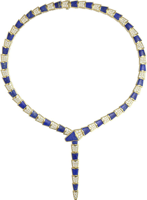 Колье из лимонного золота c бриллиантами и лазуритом