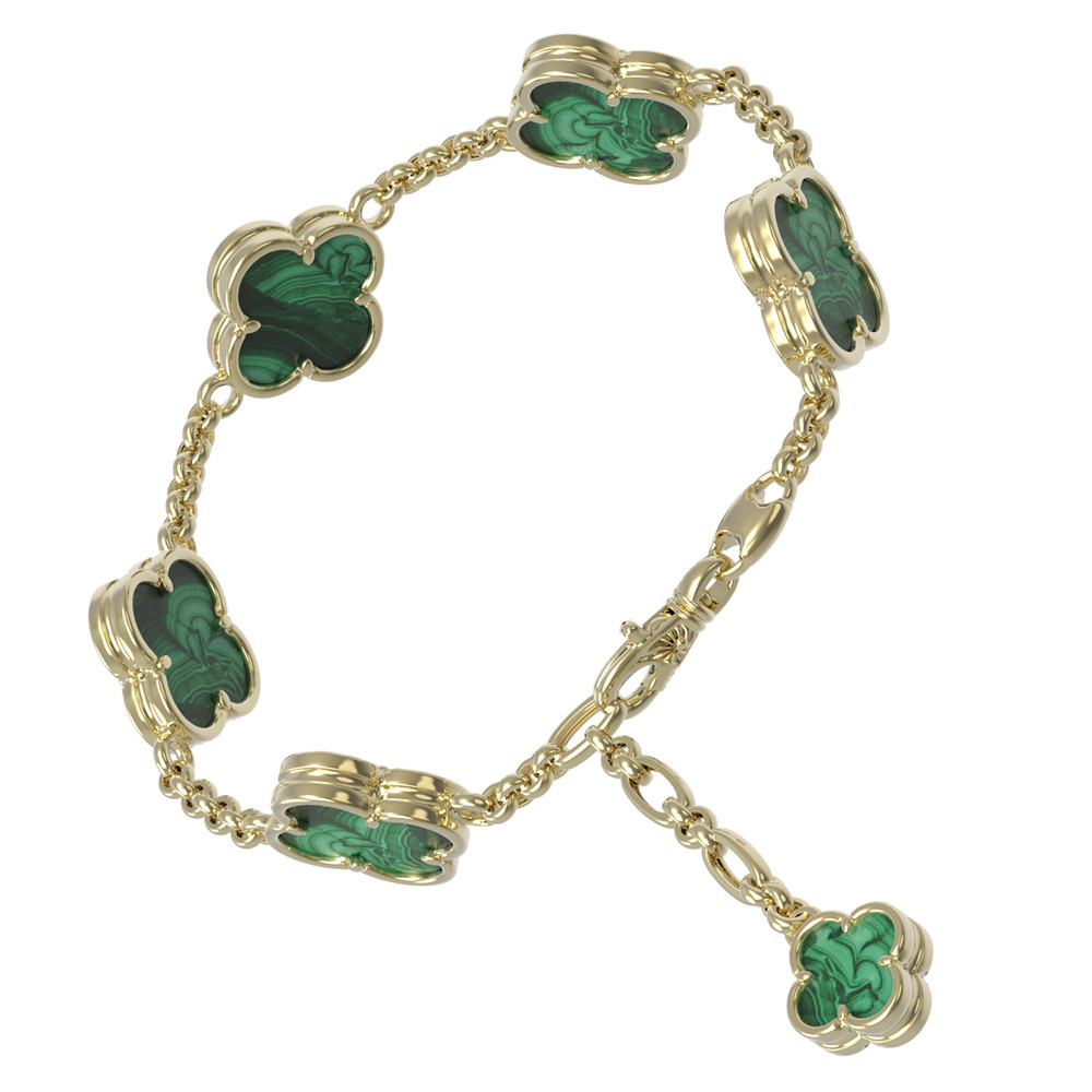 Браслет из лимонного золота c малахитом