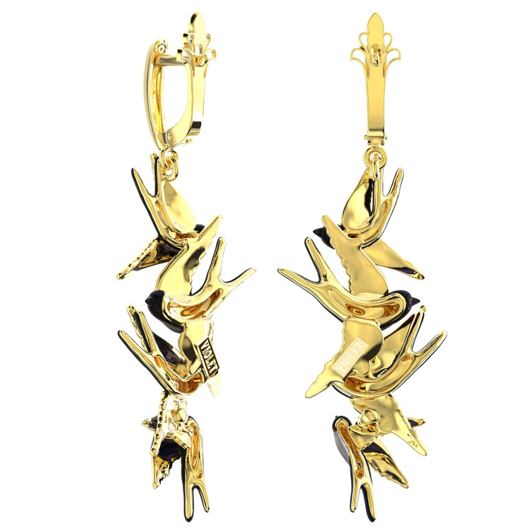 Серьги из лимонного золота c эмалью