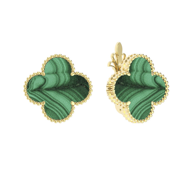 Серьги из лимонного золота c малахитом