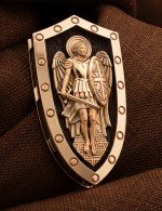 Образок из золота 585 пробы c эбеновым деревом
