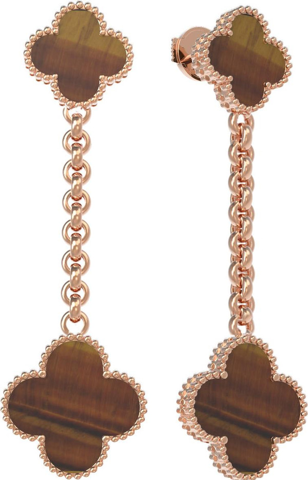 Серьги из золота c тигровым глазом