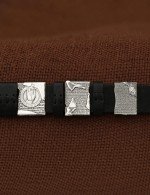 Браслет из белого золота 585 пробы c кожаным шнурком