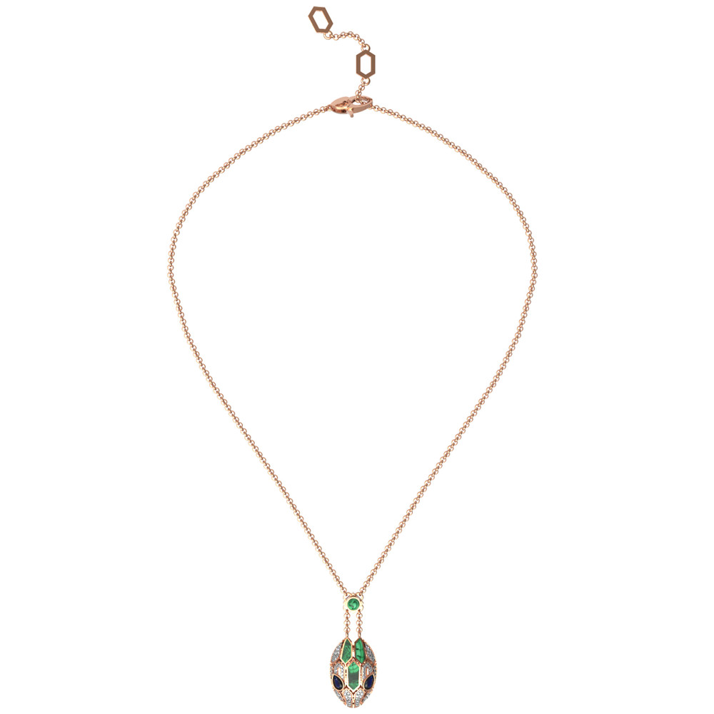 Колье из золота c бриллиантами, сапфиром и малахитом