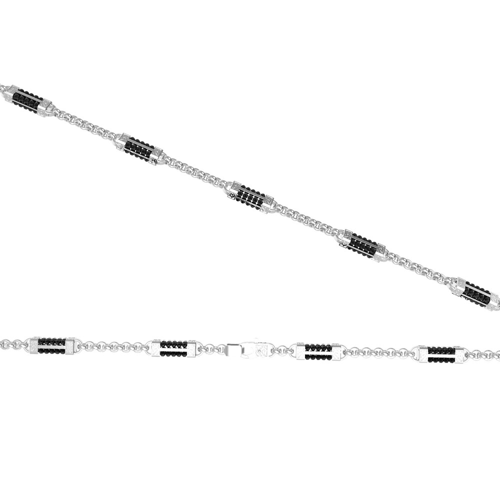 Цепь из белого золота c ониксом