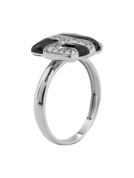 Кольцо из белого золота c эмалью и бриллиантами