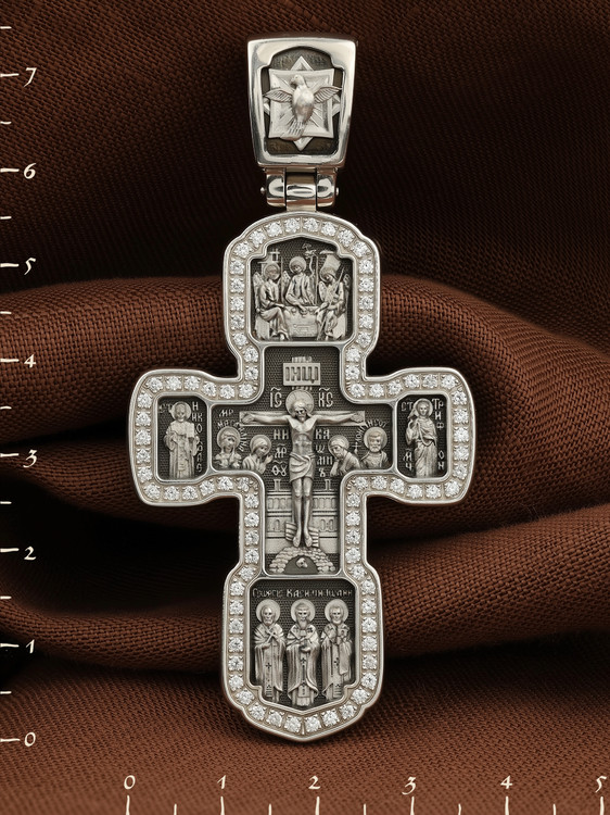 Крест из белого золота c бриллиантами
