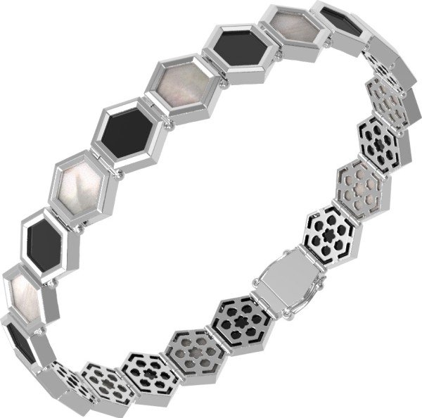 Браслет из белого золота c ониксом и перламутром