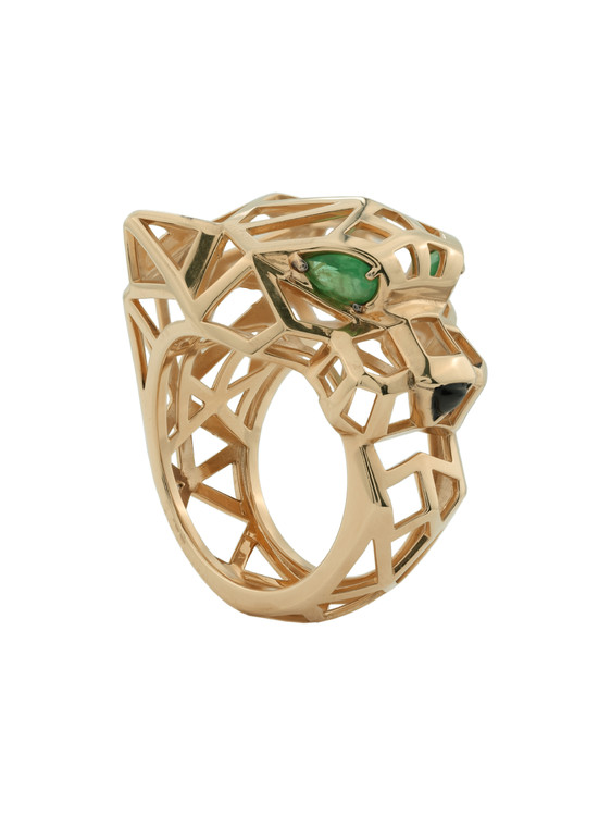 Кольцо из золота c изумрудом и ониксом
