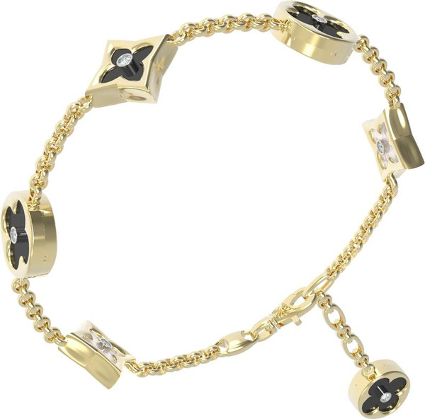 Браслет из лимонного золота c бриллиантами, ониксом и перламутром