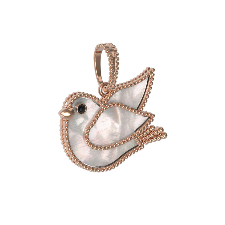 Подвеска из золота c эмалью и перламутром