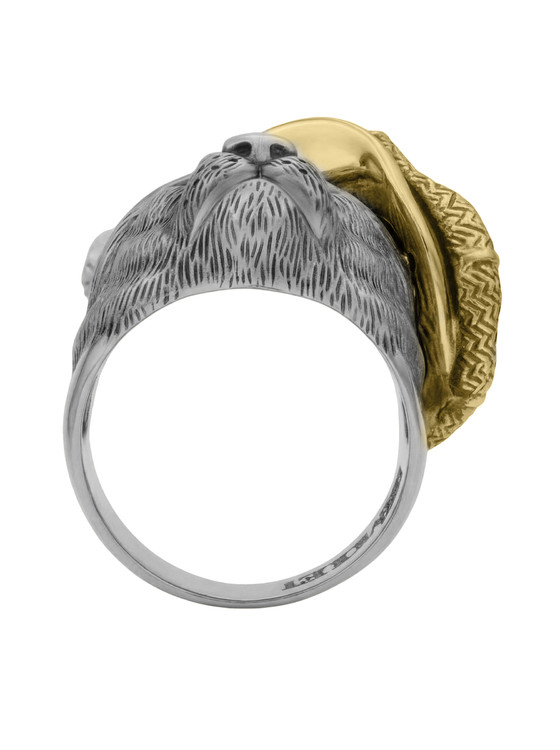 Кольцо из белого золота c эмалью