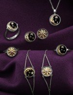 Кольцо из белого золота 585 пробы c бриллиантами и перламутром