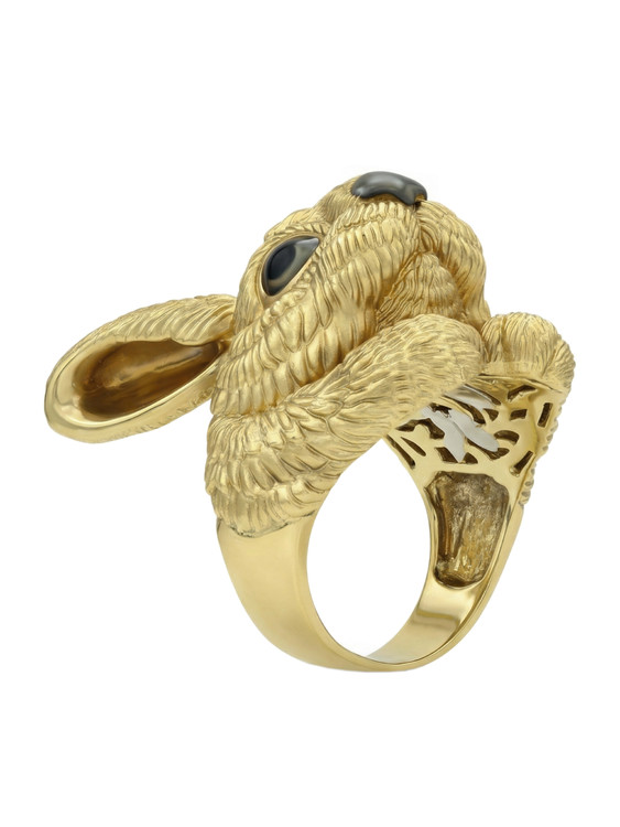 Кольцо из лимонного золота c эмалью