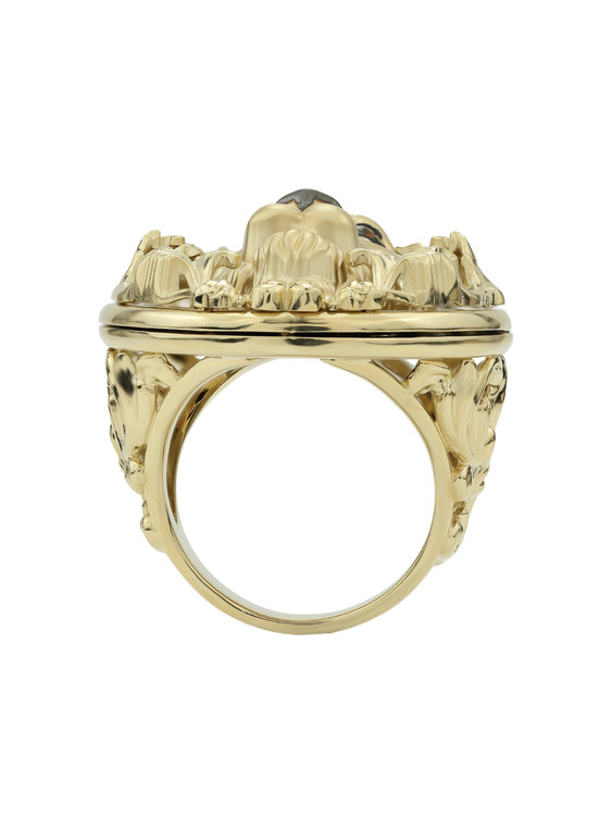 Кольцо из лимонного золота c эмалью и ониксом